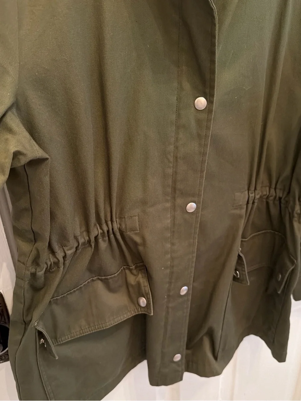 J.Crew Women's L Olive Green Hooded Utility Field Jacket Cotton Drawstring
